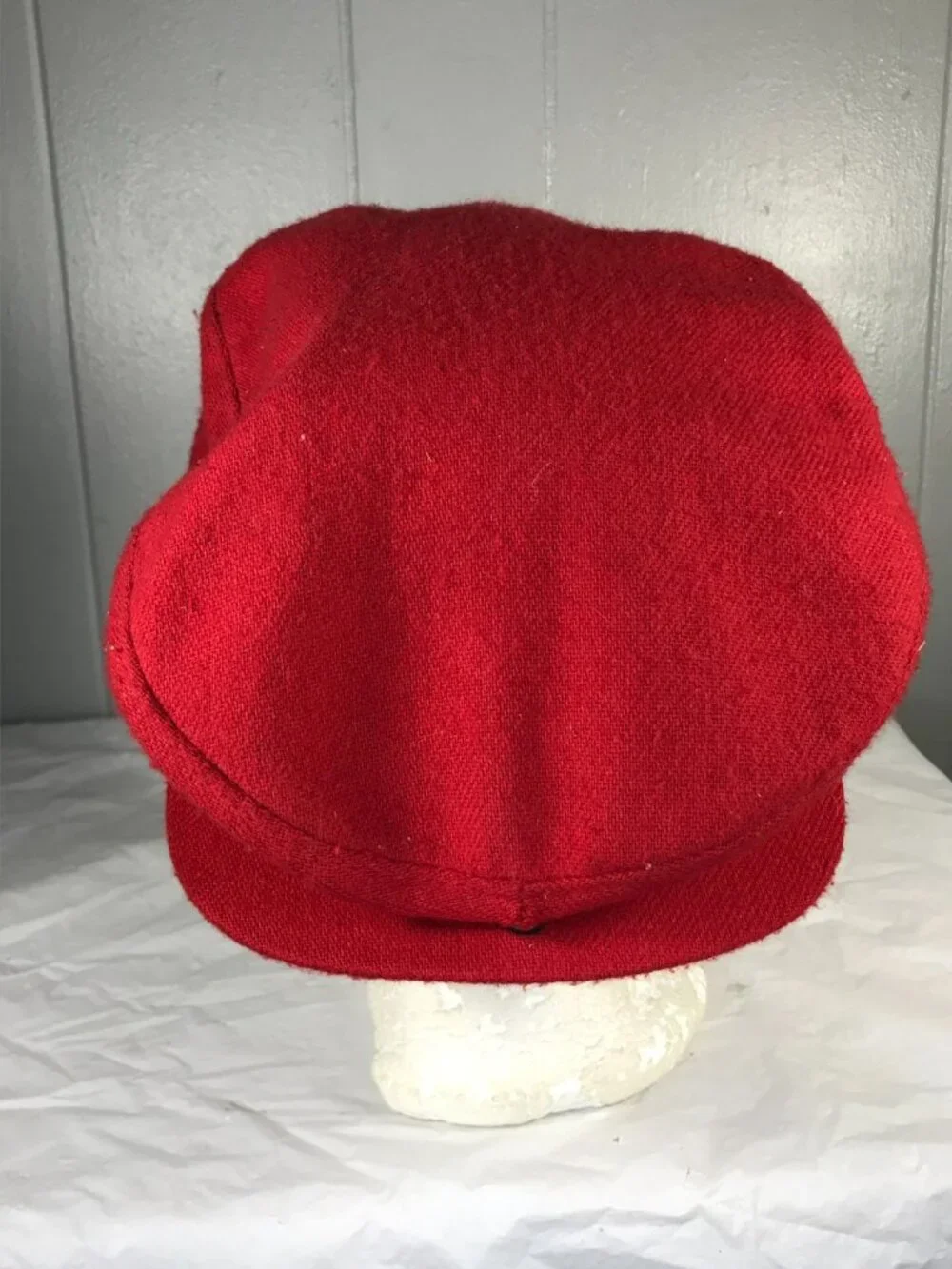 Vintage Nike Swoosh Logo Red Flat Cap XL Wool Newsboy Cabbie Golf Hat Made USA